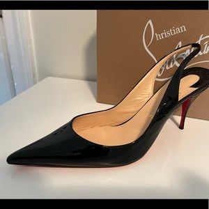 NWT Louboutin, Sz 42, Patent Sling-Backs**HARD TO FIND**